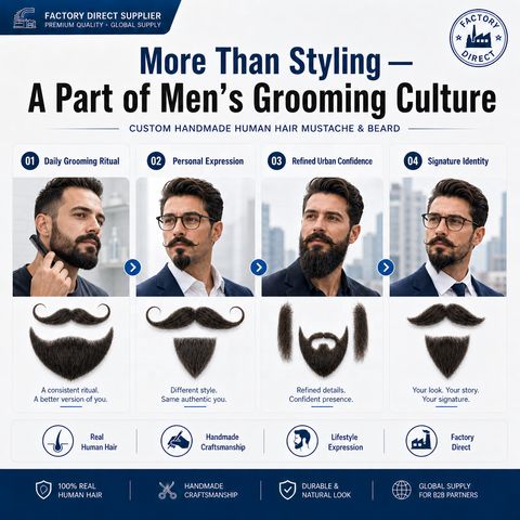 Handmade Real Human Hair Mustache & Beard for Men's view 7