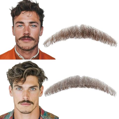Handmade Real Human Hair Mustache & Beard for Men's view 8
