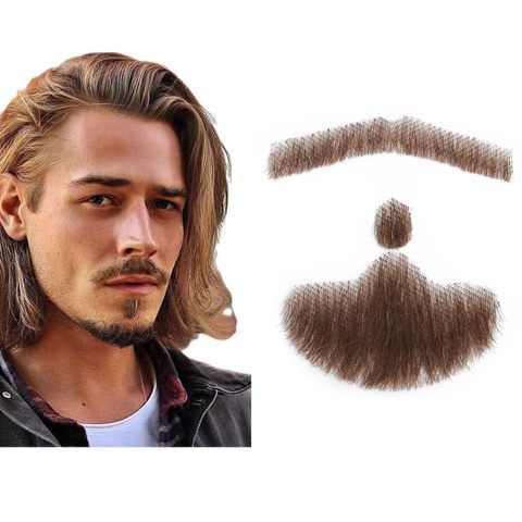 Realistic White Hair Fake Beard and Goatee Hand Knotted Hall view 3