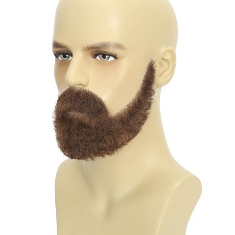 Custom Handmade Realistic Curly Thick Brown Mustache Human H view 7