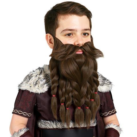 Brown Synthetic Hair Fake Beard Novelty Viking Dwarf Pre-Sty view 3