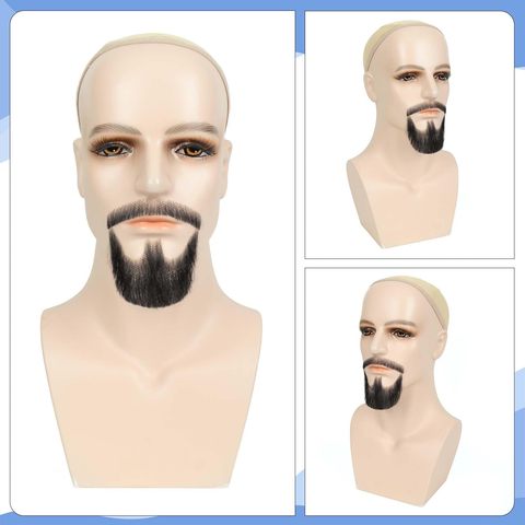 Human Hair Beard Goatee 100% Handmade Soft Lace Invisible Fa view 4