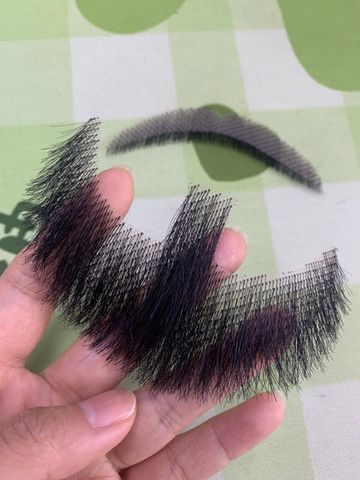 Premium Human Hair False Beard & Mustache Set - Full Han view 3