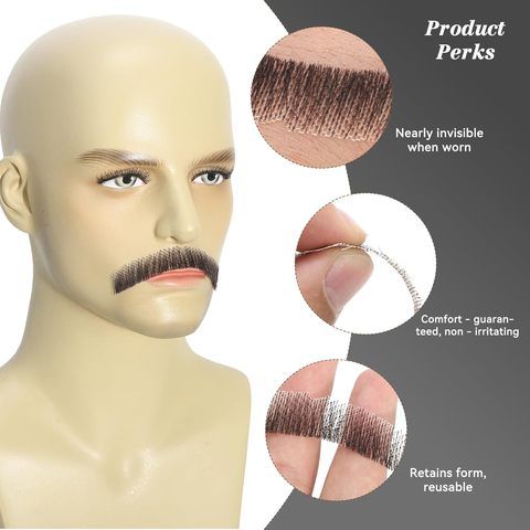 Circus Ringmaster Fake Mustache Costume Accessory - Self Adh view 2