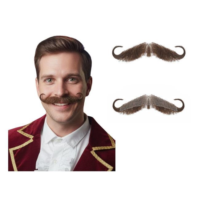 Fake Mustache Beard Natural Looking Human Hair Handmade Invisible Lace China Entertainment/Drama/Halloween/Funny Cosplay