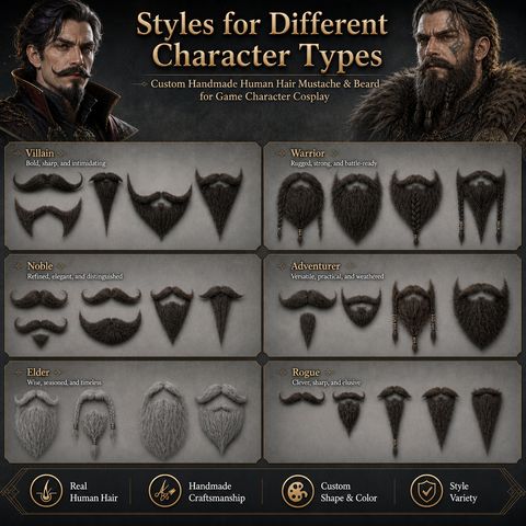 Custom Handmade Human Hair Mustache/Emergency Moustache &amp view 6