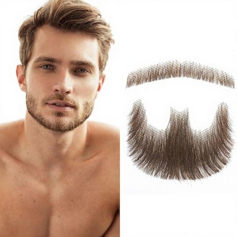 Fake Mustache Straight Mustache Human Hair Straight Beard In view 7