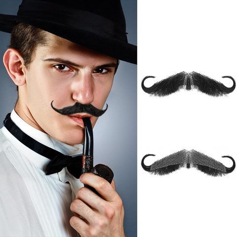 Handmade Invisible Lace Realistic Human Hair Fake Mustache B view 3