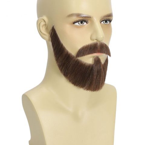 Black Mixed Grey Color Human Hair Afro Curl Face Beard Musta view 8