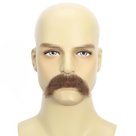 Fake Mustache Natural Realistic 100% Human Hair Fake Beard H view 2