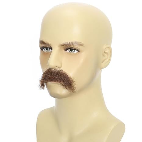 Fake Mustache Natural Realistic 100% Human Hair Fake Beard H view 4