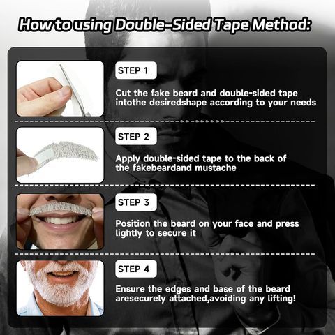 Human Hair Goatee Beard Mustache Hand-Tied Lace Realistic Fa view 4