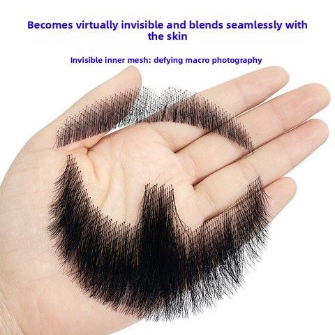 Human Hair Goatee Beard Mustache Hand-Tied Lace Realistic Fa view 8