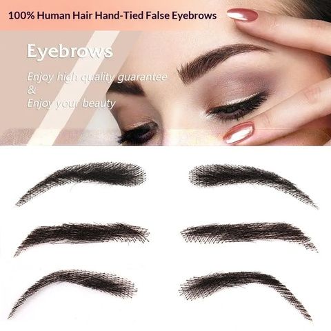 100% Human Hair Stick-on Eyebrows Invisible Lace Base Hand-T view 2